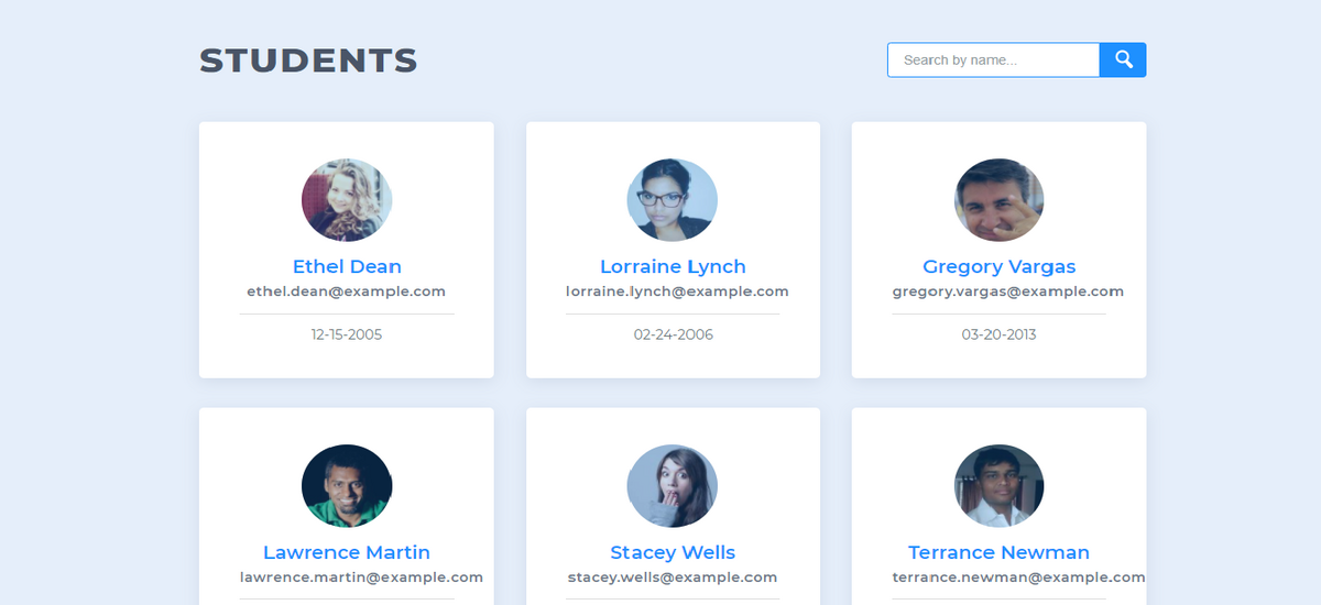 Paginated Student List with Searchability