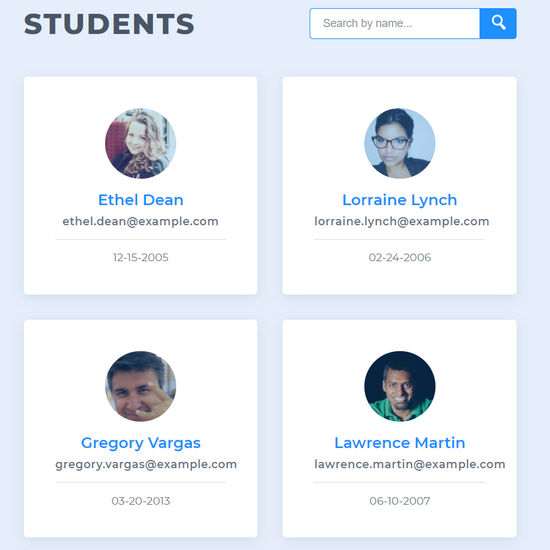 Paginated Student List with Searchability